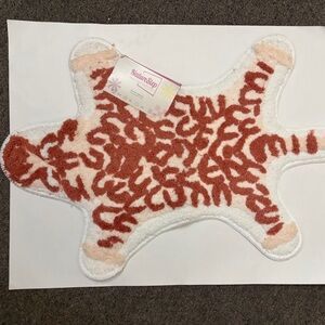 White and Brown Animal Print Bath Mat